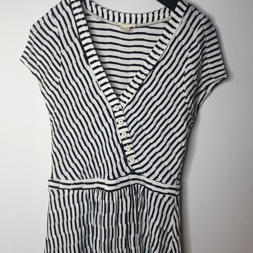 Anthropologie Maeve Striped Faux Wrap Midi-Dress size Medium - Picture 2 of 11